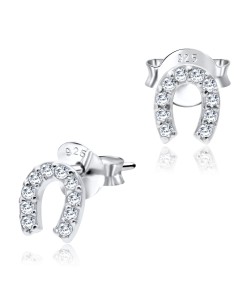 Horseshoe Shaped CZ Silver Ear Stud STS-3629